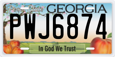 GA license plate PWJ6874