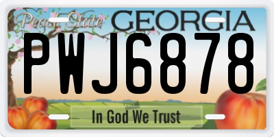 GA license plate PWJ6878