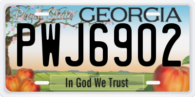 GA license plate PWJ6902