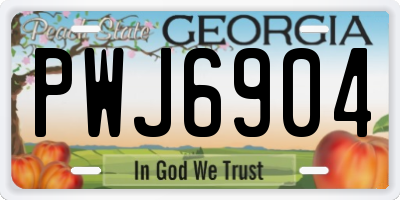 GA license plate PWJ6904