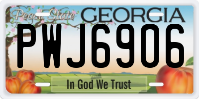 GA license plate PWJ6906