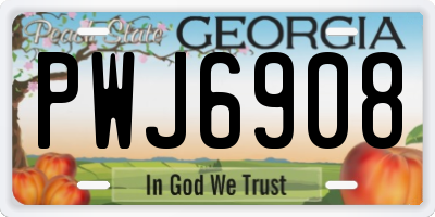 GA license plate PWJ6908