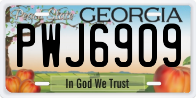 GA license plate PWJ6909