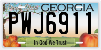 GA license plate PWJ6911
