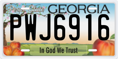 GA license plate PWJ6916