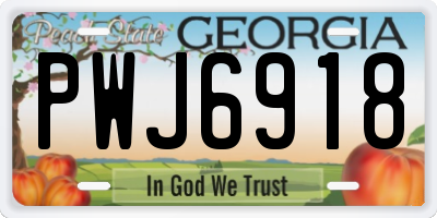 GA license plate PWJ6918