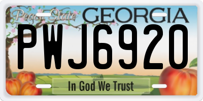 GA license plate PWJ6920