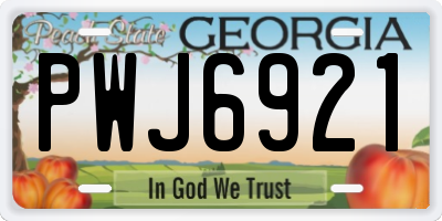GA license plate PWJ6921