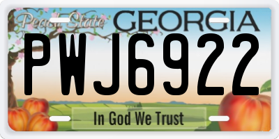 GA license plate PWJ6922