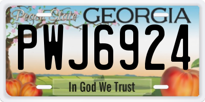 GA license plate PWJ6924