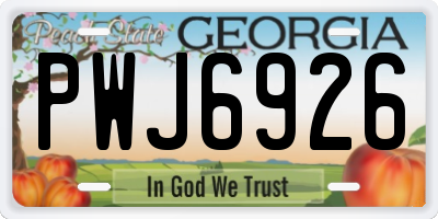 GA license plate PWJ6926