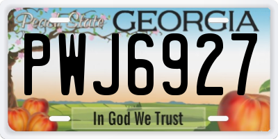 GA license plate PWJ6927