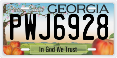GA license plate PWJ6928