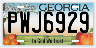 GA license plate PWJ6929