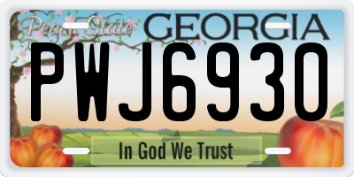 GA license plate PWJ6930