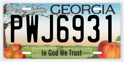 GA license plate PWJ6931