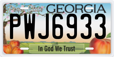 GA license plate PWJ6933