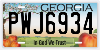 GA license plate PWJ6934