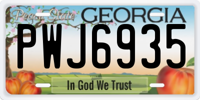 GA license plate PWJ6935