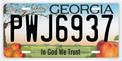 GA license plate PWJ6937