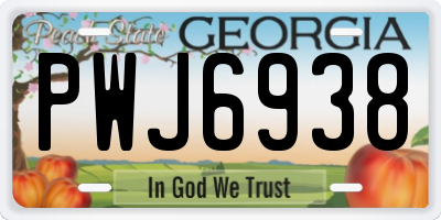 GA license plate PWJ6938