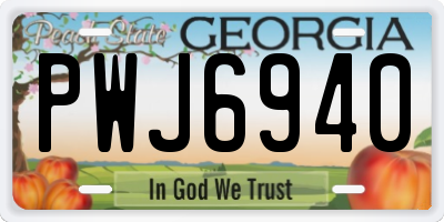 GA license plate PWJ6940