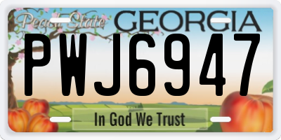 GA license plate PWJ6947