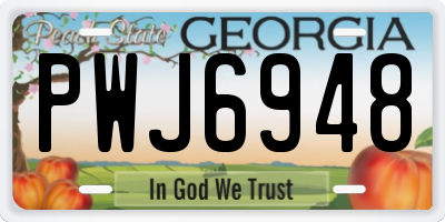 GA license plate PWJ6948