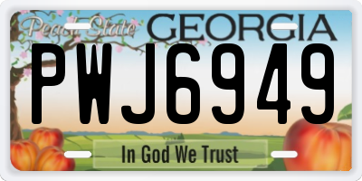 GA license plate PWJ6949