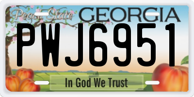 GA license plate PWJ6951