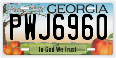 GA license plate PWJ6960