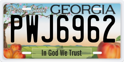 GA license plate PWJ6962
