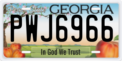 GA license plate PWJ6966