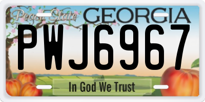 GA license plate PWJ6967