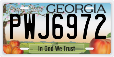 GA license plate PWJ6972