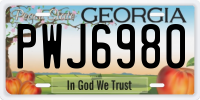 GA license plate PWJ6980