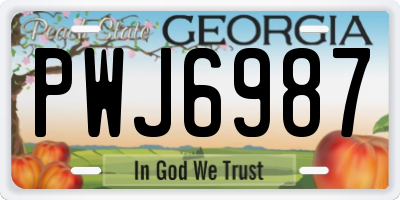 GA license plate PWJ6987