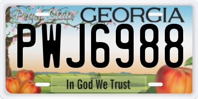 GA license plate PWJ6988