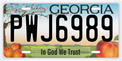GA license plate PWJ6989