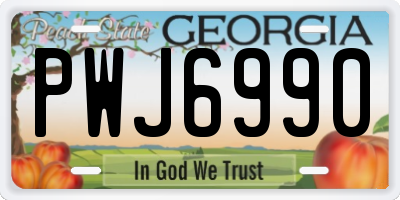 GA license plate PWJ6990