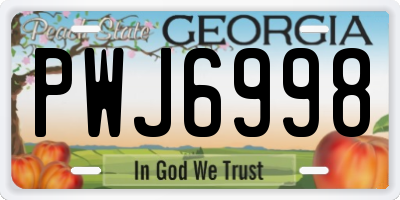 GA license plate PWJ6998
