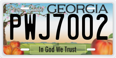 GA license plate PWJ7002