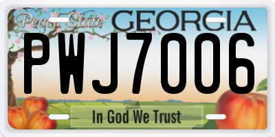 GA license plate PWJ7006