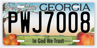 GA license plate PWJ7008