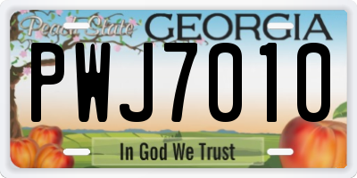 GA license plate PWJ7010