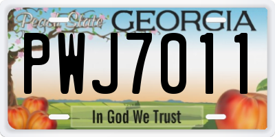 GA license plate PWJ7011
