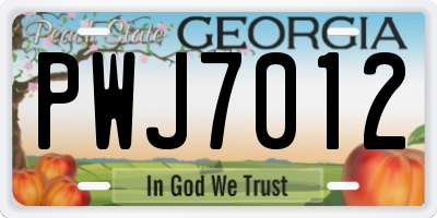 GA license plate PWJ7012