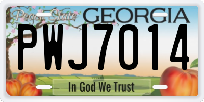 GA license plate PWJ7014
