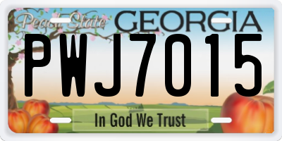 GA license plate PWJ7015