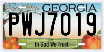 GA license plate PWJ7019